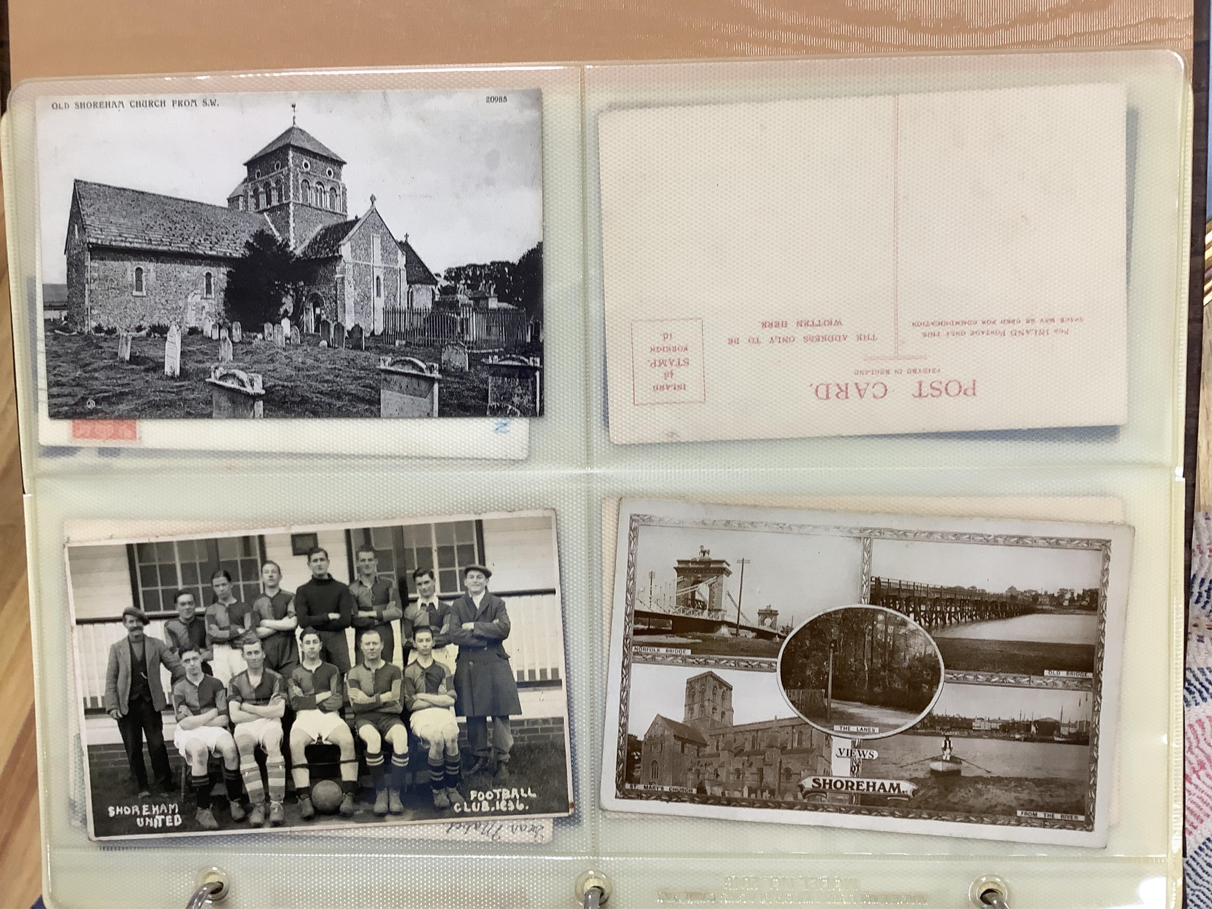 Three assorted postcard albums; a good selection of Brighton, Hove and Environs. Condition - as viewed